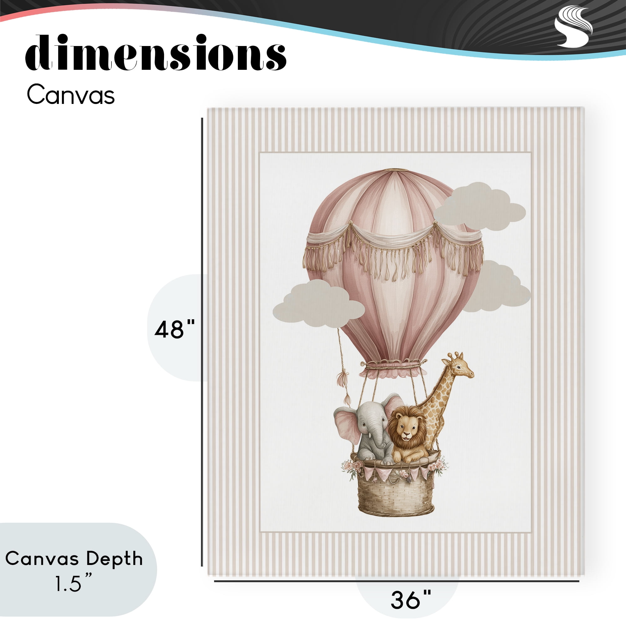 Stupell Industries Hot Air Balloon Animals Pink Canvas Wall Art, design by Christine Simpson Art
