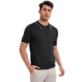 thumbnail image 2 of DARING DIVA Men's Formal Short Sleeved Zipper Slim Fit Classic Polo Shirts S Black, 2 of 5