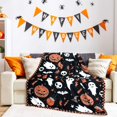 thumbnail image 3 of Halloween Blanket, Cute Ghosts Throw Blanket for Women Fluffy Flannel Halloween Fleece Blanket for Living Room Sofa Bed Decor 60"x50", 3 of 6