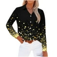 thumbnail image 4 of Enjoytime Women's Shirts Christmas Printed Long Sleeve Button Down Blouses Trendy Casual Tops Fall Winter Plus Size Clothes Gold XXXXXL, 4 of 5
