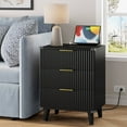 thumbnail image 5 of Laintene 3-Piece Boho Bedroom Set - 6-Drawer Dresser & 2 Nightstands with 3 Drawers & USB Charging, Fluted Wooden Storage, Modern Dresser & Nightstand Combo, Black, 5 of 12