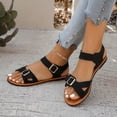 thumbnail image 6 of Bkhluea Women Casual Flat Sandals Dual Buckle Shoes Comfortable For Work Office Daily Travel Walking Outdoor Activities, 6 of 7