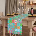 thumbnail image 2 of Table Runners 72 Inches Long Dress Scarves, Colorful Ethnic Farmhouse Kitchen Table Runner, Coffee Tablerunners, Modern Abstract National Geometric Teal 14x72 Inch, 2 of 9
