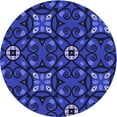 thumbnail image 1 of Ahgly Company Indoor Round Patterned Denim Dark Blue Area Rugs, 5' Round, 1 of 6