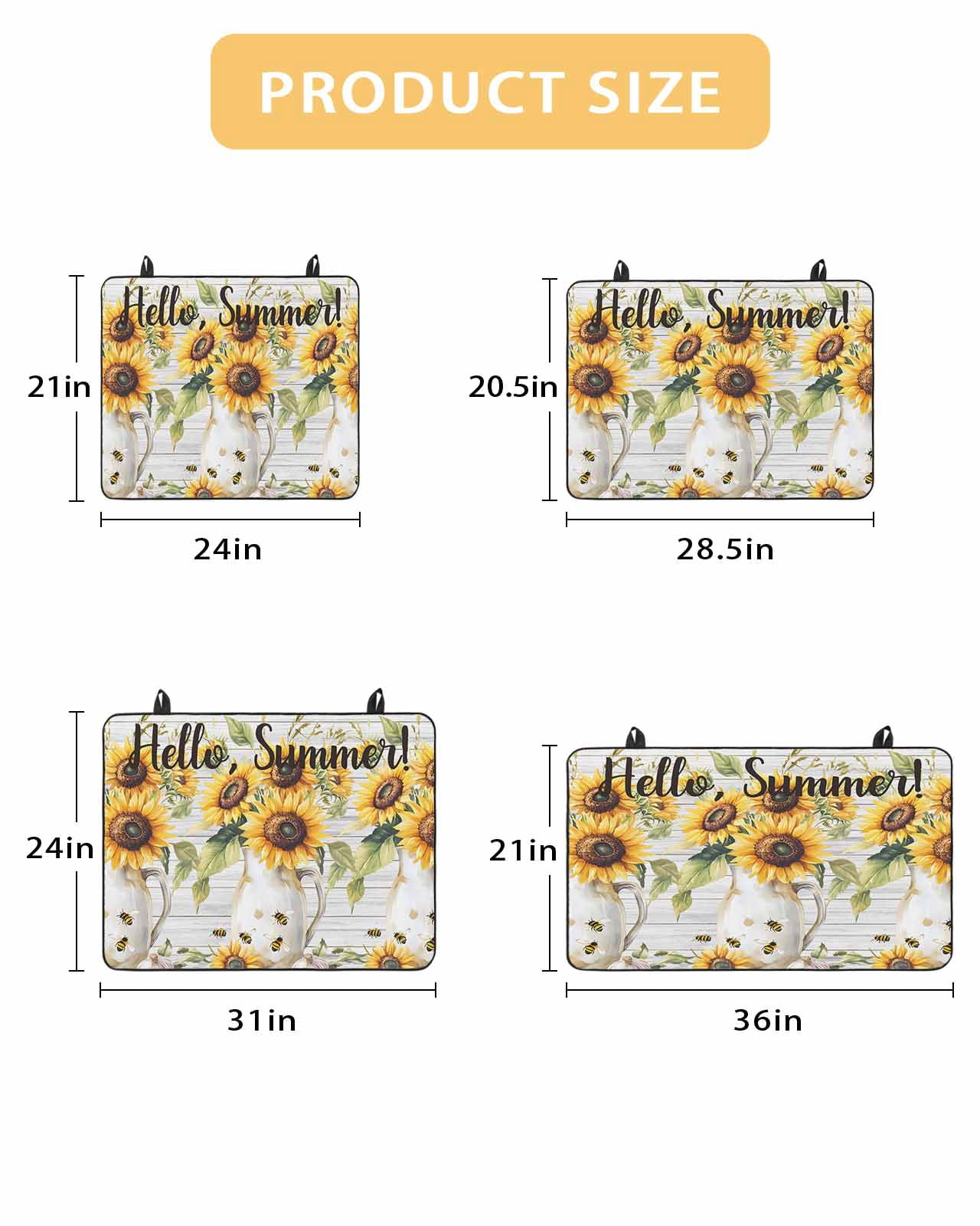 nqOlkjepod Large Induction Cooktop Protector Mat 24"x21", Sunflower Stove Top Covers for Electric Stove, Summer Bee Wildflower Vintage Grey Wood Grain Stove Burner Cover Mats, Glass Top Stove Cover