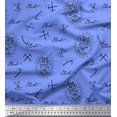 thumbnail image 1 of Soimoi Blue Cotton Voile Fabric Hardware Tools & Text Print Fabric by Yard 42 Inch Wide, 1 of 5