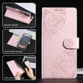 thumbnail image 6 of for Samsung Galaxy S25 Ultra Case Wallet with Floral Embossed Design, Premium PU Leather + TPU, Card Slots Kickstand Magnetic Clasp Wrist Strap Shockproof Full Body Cover for S25 Ultra, Rosegold, 6 of 8
