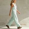 thumbnail image 3 of SimpleJoyi Women Striped Sleeveless V Neck Wide Leg Jumpsuit Button Front Pocket Relaxed Summer Romper, 3 of 6