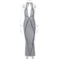 thumbnail image 1 of Robe Maxi Dos Nu à Imprimé Rayé pour Femmes, Robe Bandage Aguichant, Robe Ajustée, Tenue de Fête Rave, Mode Élégante, Vacances, Été, 2023, 1 of 4