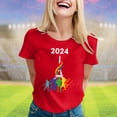 thumbnail image 2 of TSADFHJI Hauts pour Femmes Habillé TG T-Shirt d'Été à Manches Courtes Col Rond Motif Haut Décontracté m Rouge, 2 of 4
