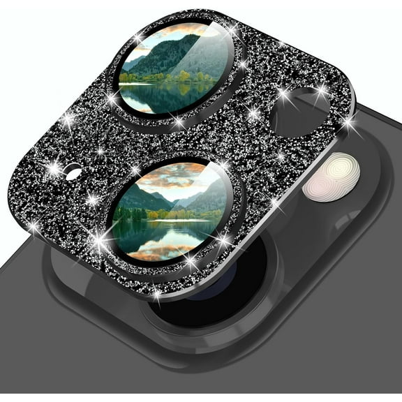 for iPhone 13/iPhone 13 Mini Camera Lens Protector, [4TH Gen New Bling Design] Glitter Shiny Diamond Metal Ring Tempered Glass Back Camera Screen Protector Lens Cover (Graphite)