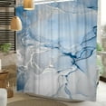 thumbnail image 2 of Blue Silver Crack Marble Abstract Shower Curtain Modern Ombre Printed Bath Curtain Waterproof Fabric Bathroom Bathtub Decor Set with Hooks-36"W x 72"L (Pack of 1), 2 of 7