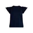 thumbnail image 5 of Time and Tru Women's Cotton Crewneck Tee with Ruffle Flutter Sleeves, Sizes XS-XXXL, 5 of 5