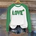 thumbnail image 4 of Women's St Patricks Day Plus Size Sweatshirt Long Sleeve Festival Print Color Block Crewneck Loose Casual Tops (3XL, Green), 4 of 5