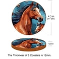thumbnail image 3 of Horse 6Pcs Round Microfiber Leather Table Coasters, 11x11 cm/4.3x4.3 in, Heat- Drink Mats for Home and Kitchen, 3 of 6