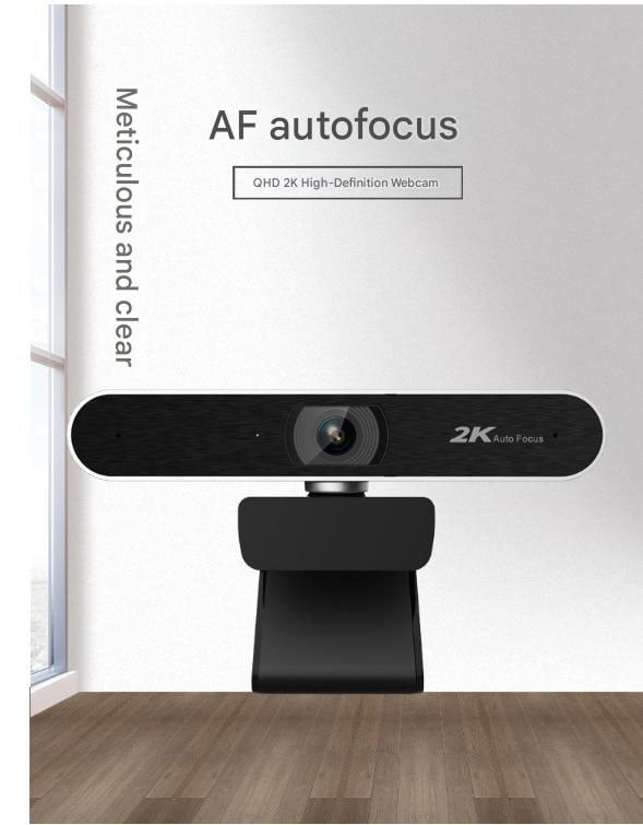 A30PRO 2K Auto Focus Webcam with 90° Wide-Angle Lens & 360° Rotation - All-in-One Conference Camera with Built-in Microphone for PC/Laptop