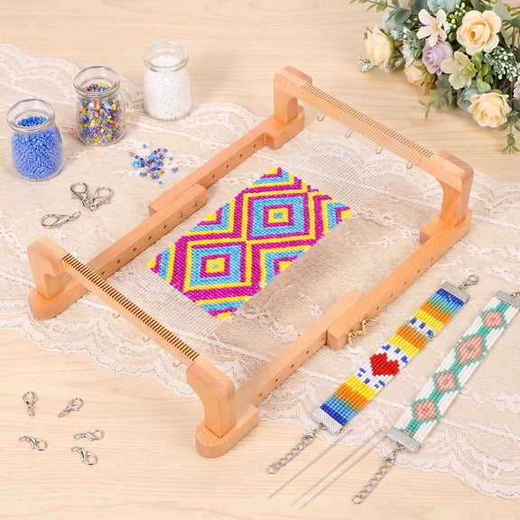 Adjustable Bead Tool Wood Bead Bracelet Making Supply Beading Tool Kit Wood Beading Supplies for Daily DIY Art and Personalized Jewelry Production