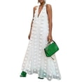 thumbnail image 1 of Vestido largo de fiesta de gasa sin mangas, holgado, con escote en V profundo y cuello halter para mujer., 1 of 4