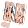 thumbnail image 1 of Juego de manicura, kit de cortaúñas para cuidado personal, 9 piezas, juego de pedicura profesional, kit de aseo, regalo para familiares, amigos, familias, padres, esposas, novias, 1 of 5