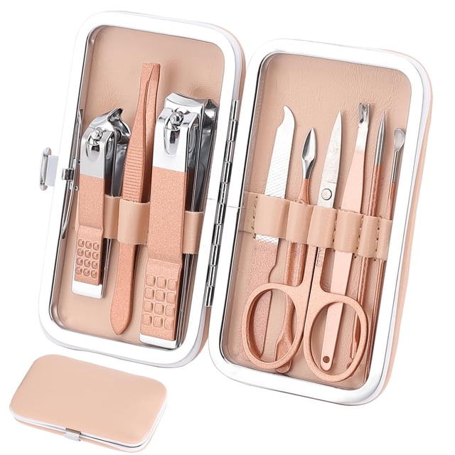 Juego de manicura, kit de cortaúñas para cuidado personal, 9 piezas, juego de pedicura profesional, kit de aseo, regalo para familiares, amigos, familias, padres, esposas, novias