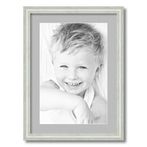 ArtToFrames 16x22 Matted Picture Frame with 12x18 Single Mat Photo Opening Framed in 1.25 Off White Wash on Ash and 2 TV Grey Mat (FWM-4098-16x22)