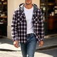 thumbnail image 2 of Wuxian Men's Flannel Hoodie Shirts Casual Button Down Plaid Shirt Jackets For Men Long Sleeve Stylish Hooded With Pockets, 2 of 6