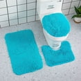 thumbnail image 3 of 3pc Bathroom Set Rug Mat Toilet Lid Cover Plain Solid Color Bathmats, 3 of 5