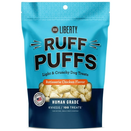 UPC: 0856452005229 | BIXBI Liberty Ruff Puffs Rotisserie Chicken Flavored Crunchy Treats for Dogs 4 oz