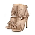thumbnail image 5 of Liliana CG69 Women Leatherette Open Toe Fringe Zip Stiletto Heel Sandal, 5 of 6
