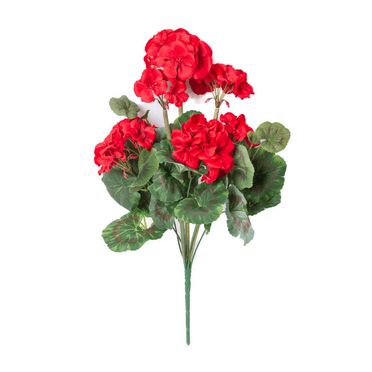 Set of 3 Silk Red Geranium Bouquets - For Spring and Summer Floral Arrangements, Centerpieces and Home Decor