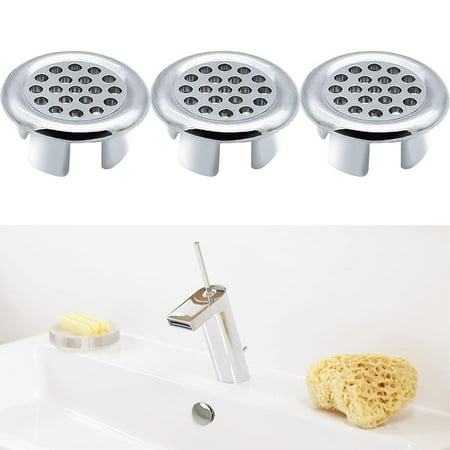 

GLFILL 3Pcs Bathroom Basin Sink Spares Round Overflow Ring Chrom Hole Cover Insert