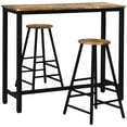 thumbnail image 1 of HOMCOM Industrial Dining Table Set, 3 Piece Rectangular Bar Table and Chairs Set, Breakfast Table Set for Kitchen, Living Room, Rustic Brown, 1 of 10