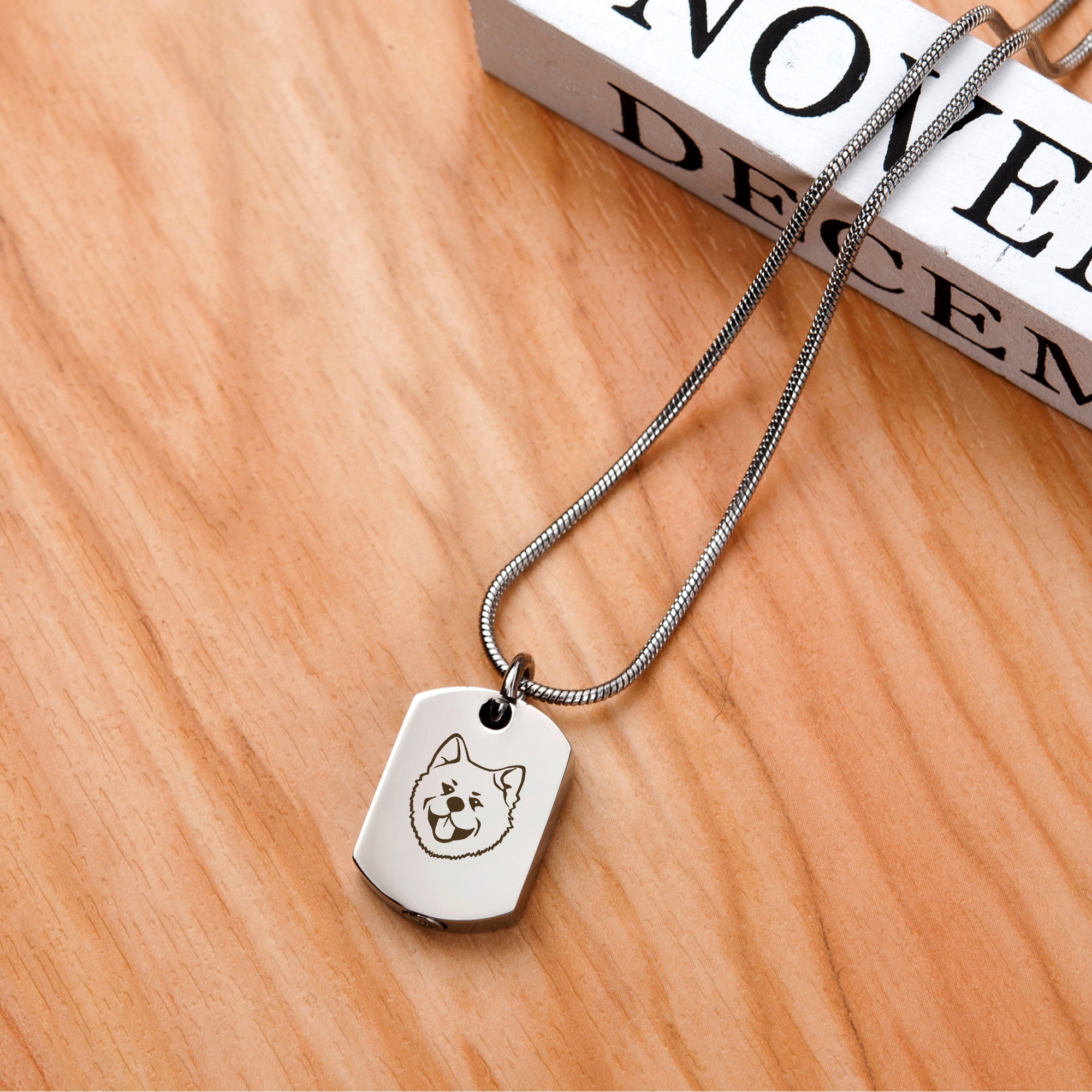Anavia Akita Inu Dog Tag Memorial Necklace for Ashes, Pet Urn Necklace, Ashes Necklace, Cremation Necklace, Cremation Jewelry, Keepsake Ashes, Pet Memorial Jewelry, With Funnel Kit