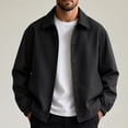 thumbnail image 2 of FRSASU Men's Casual Coach Jacket Snap Button Closure Collared Loose Fit Lightweight Windbreaker Outerwear Black, 2 of 6
