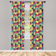 thumbnail image 3 of Ambesonne Colorful Curtains, Mosaic Trapezoid Art, Pair of 28"x95", Multicolor, 3 of 5