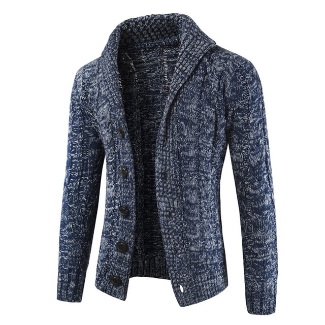 EGNMCR Vestes pour Hommes Hommes Décontracté Hiver Col Roulé Manches Longues Cardigan Tricoté