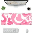 thumbnail image 3 of Pink Heart Gaming Mouse Pad Large Mousepad Office XL Extended Desk Mat Non-Slip Rubber Base for Office Home 31.5x11.8 Inch, 3 of 6