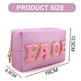 thumbnail image 2 of Bolsa de maquillaje con letras grandes de Preppy Patch, de piel sintética con letras de fieltro, resistente al agua y portátil, 2 of 5