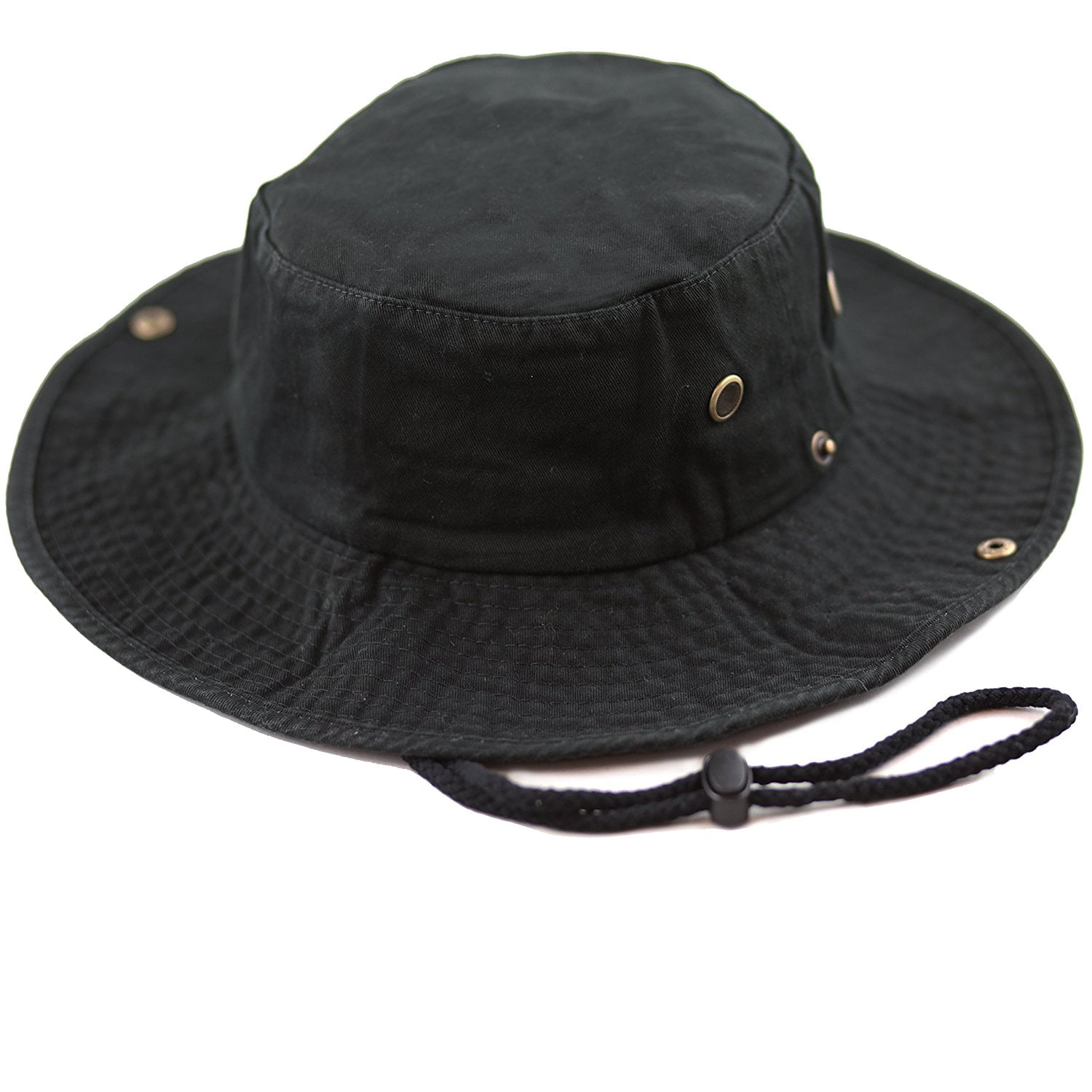 The Hat Depot Cotton Stone-Washed Safari Wide Brim Foldable Double-Sided Sun Boonie Bucket Hat