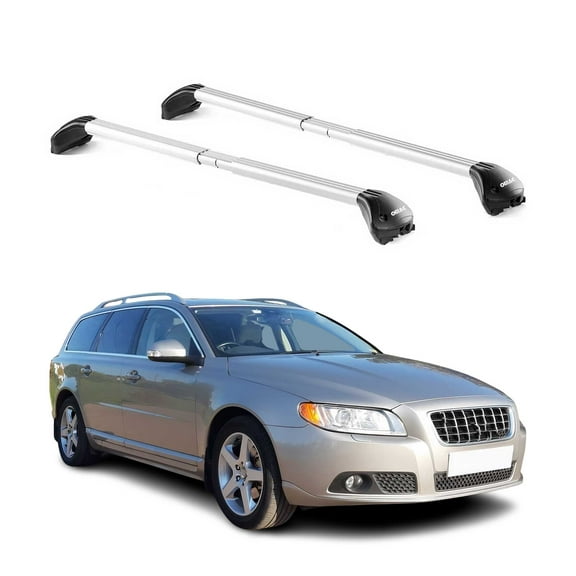 OMAC Roof Rack Cross Bars For Volvo V70 2008-2010 Silver Luggage Carrier 2 Pcs