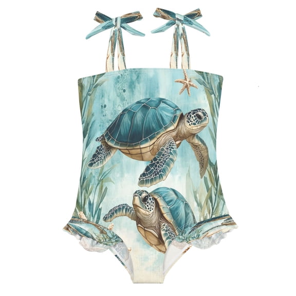 DIXRUYEE Swimsuit One Piece swimwear Turtle Starfish of Pattern