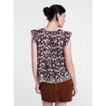 thumbnail image 4 of Scenario Women's and Women's Plus Short Sleeve Pleated Embroidered Printed Top, Sizes XS-4X, 4 of 6