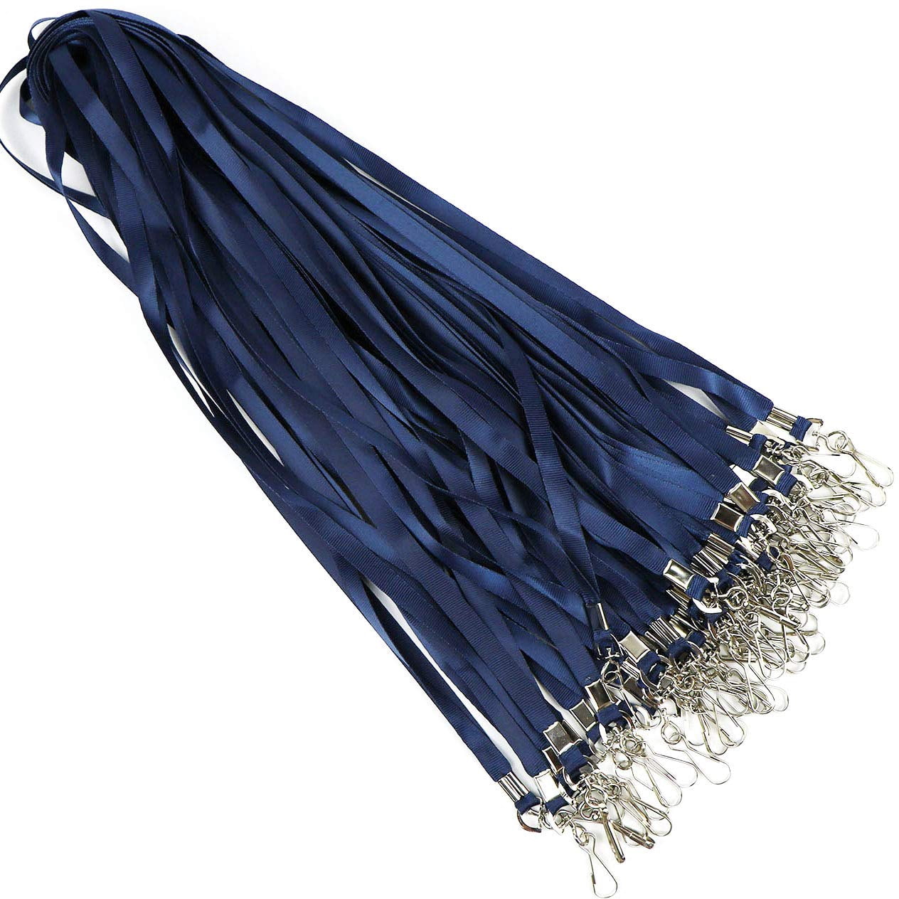 Navy Blue Lanyards 100 Lanyard For Id Badges Flat With Badge Clip J-hook (navy Blue)