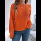 thumbnail image 5 of Suéter de Crochet Calado para Mujer, Jersey de Punto de Larga con Cuello Redondo, Camisa Informal de Otoño e Invierno. Color Naranja L, 5 of 9