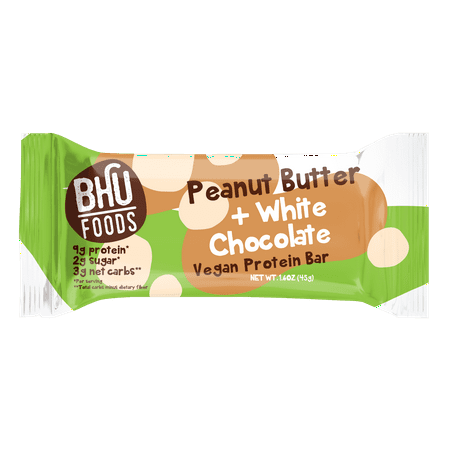 Bhu Foods Vegan Protein Bar Peanut Butter + White Chocolate