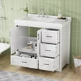 thumbnail image 2 of 36Inch Bathroom Vanity with Single Sink, Modern Storage Cabinet with 4 Drawers and 2 Doors, Anti-Spill Hole, Freestanding Cabinet for Home, White, 2 of 7