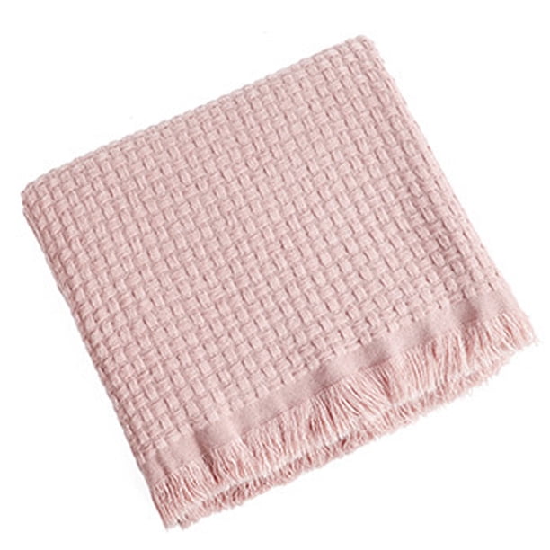 Manta de gasa tejida para sofá con borlas, suave, ligera, acogedora, prelavada, transpirable, decoración de granja para todas las estaciones