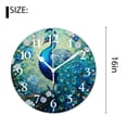 thumbnail image 2 of 16 Inch Wall Clock Battery Operated Silent Clock Decorative for Office, Kitchen, Outdoor, Living Room，Beautiful Peacock Painting, 2 of 4