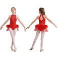 thumbnail image 3 of Traje de actuación de baile latino de Ballet para niñas, leotardo de malla transparente con diamantes de imitación, mono con falda de tul para patinaje artístico con plumas, 3 of 5