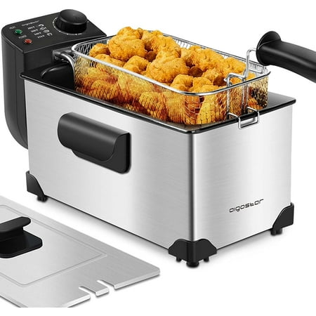 

Deep Fryer with Basket 3L/3.2Qt Stainless Steel Electric Deep Fat Fryer with Temperature Limiter for Frying Chicken Tempura French Fries Fish and Onion Rings 1650W Silver